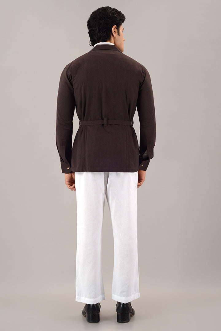 Brown line over shirt (shacket)