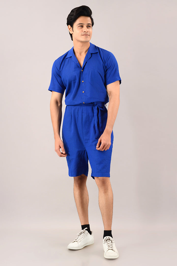 Blue linen jumpsuit