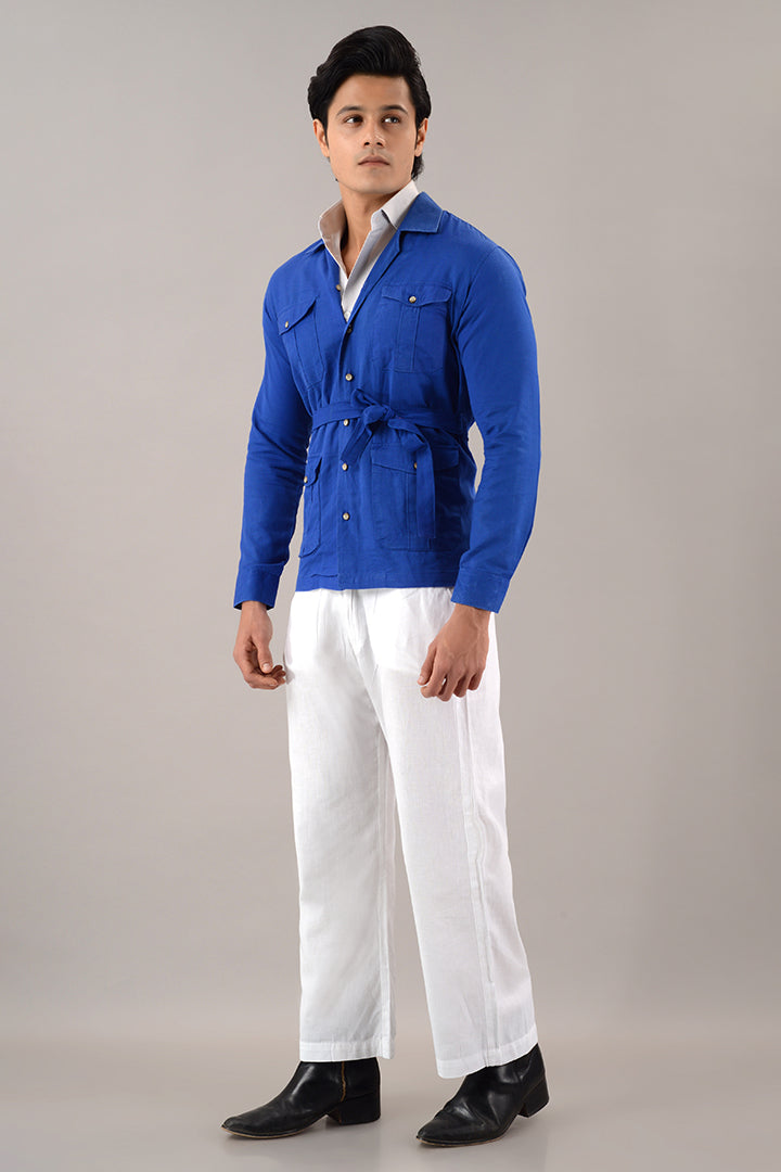 Blue linen over shirt (shacket)