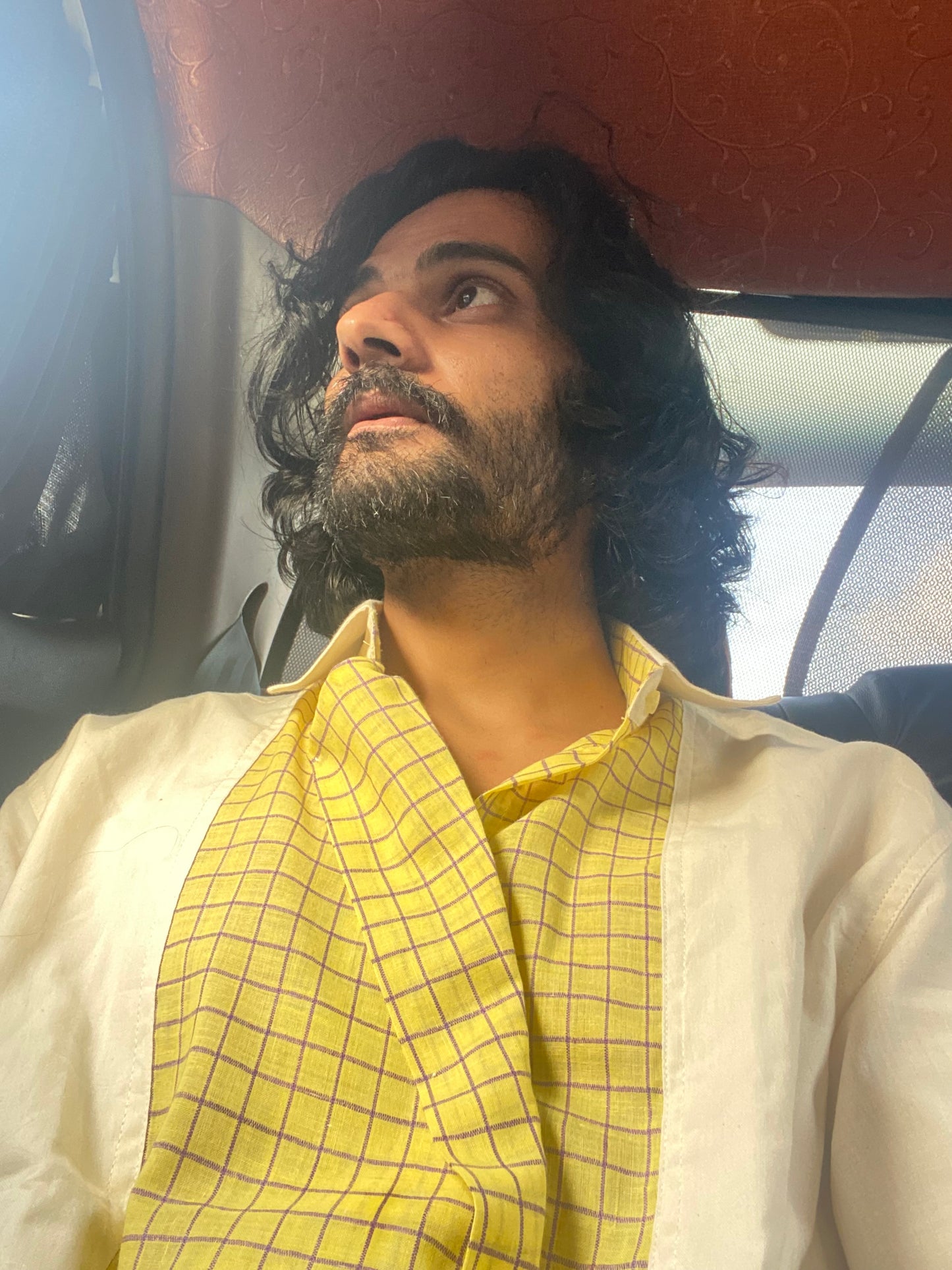 Yellow and white Madras checks shirt