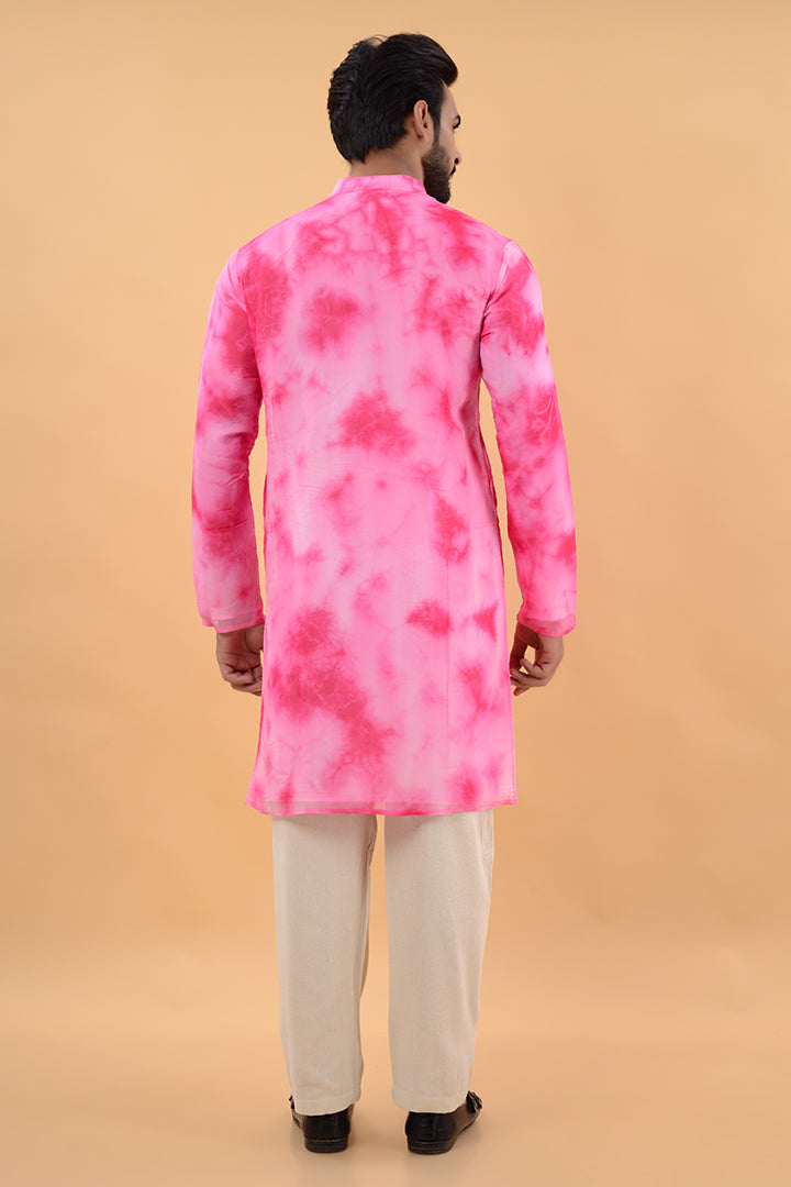 Pink tie dye kurta