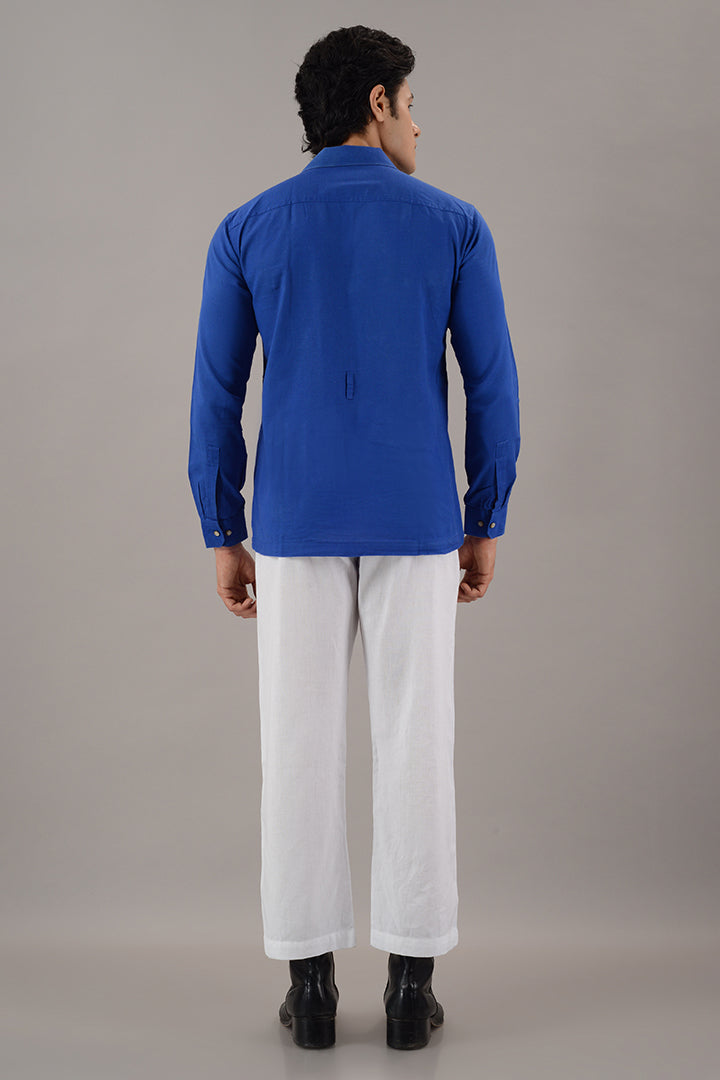 Blue linen over shirt (shacket)