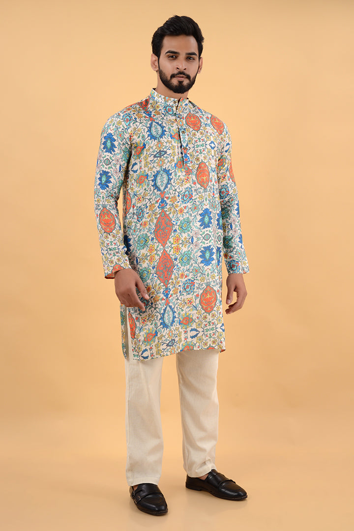 Multi colour printed kurta