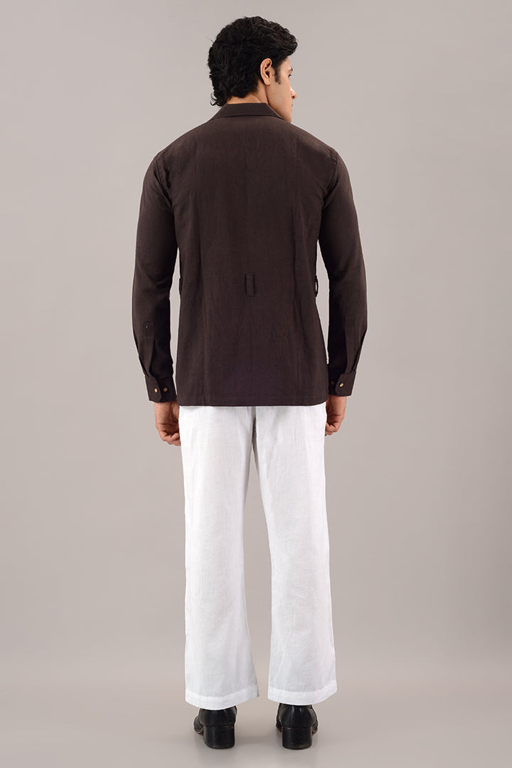 Brown line over shirt (shacket)