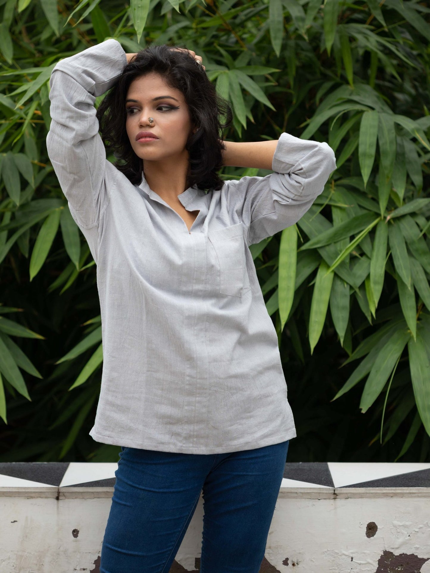 Karo short kurta style shirt