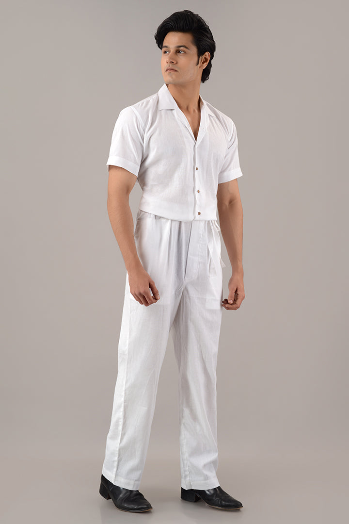 White linen jumpsuit
