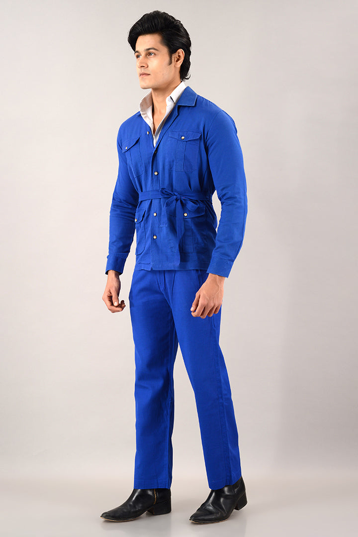 Blue over shirt (shacket) with pants