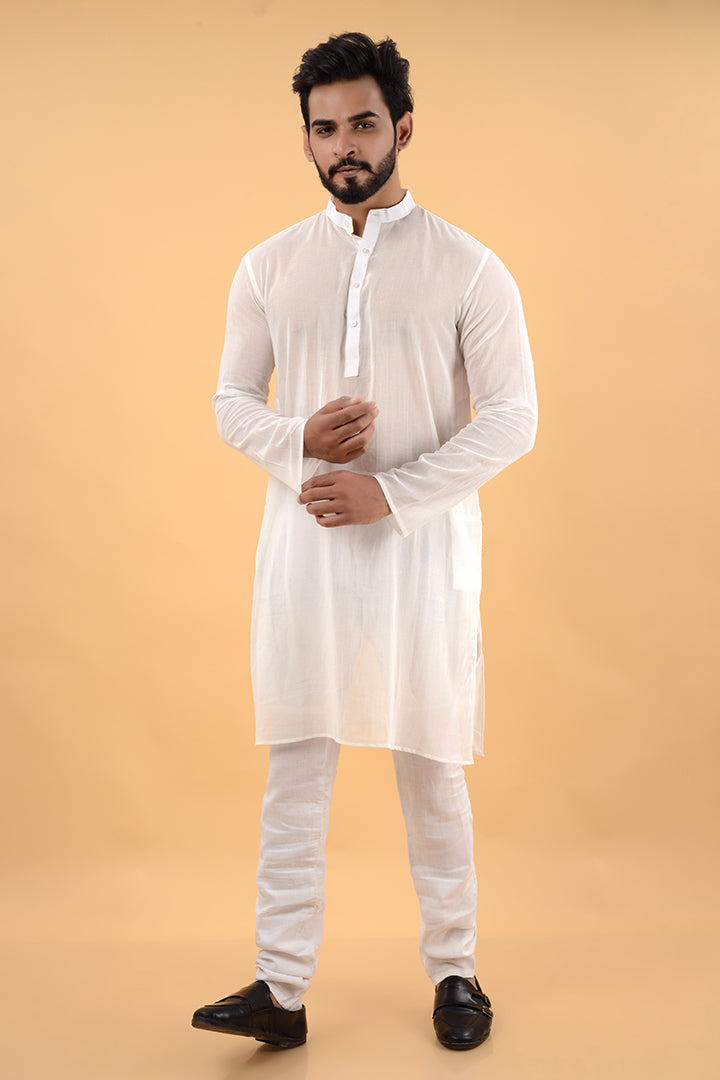 Off white pure mul kurta