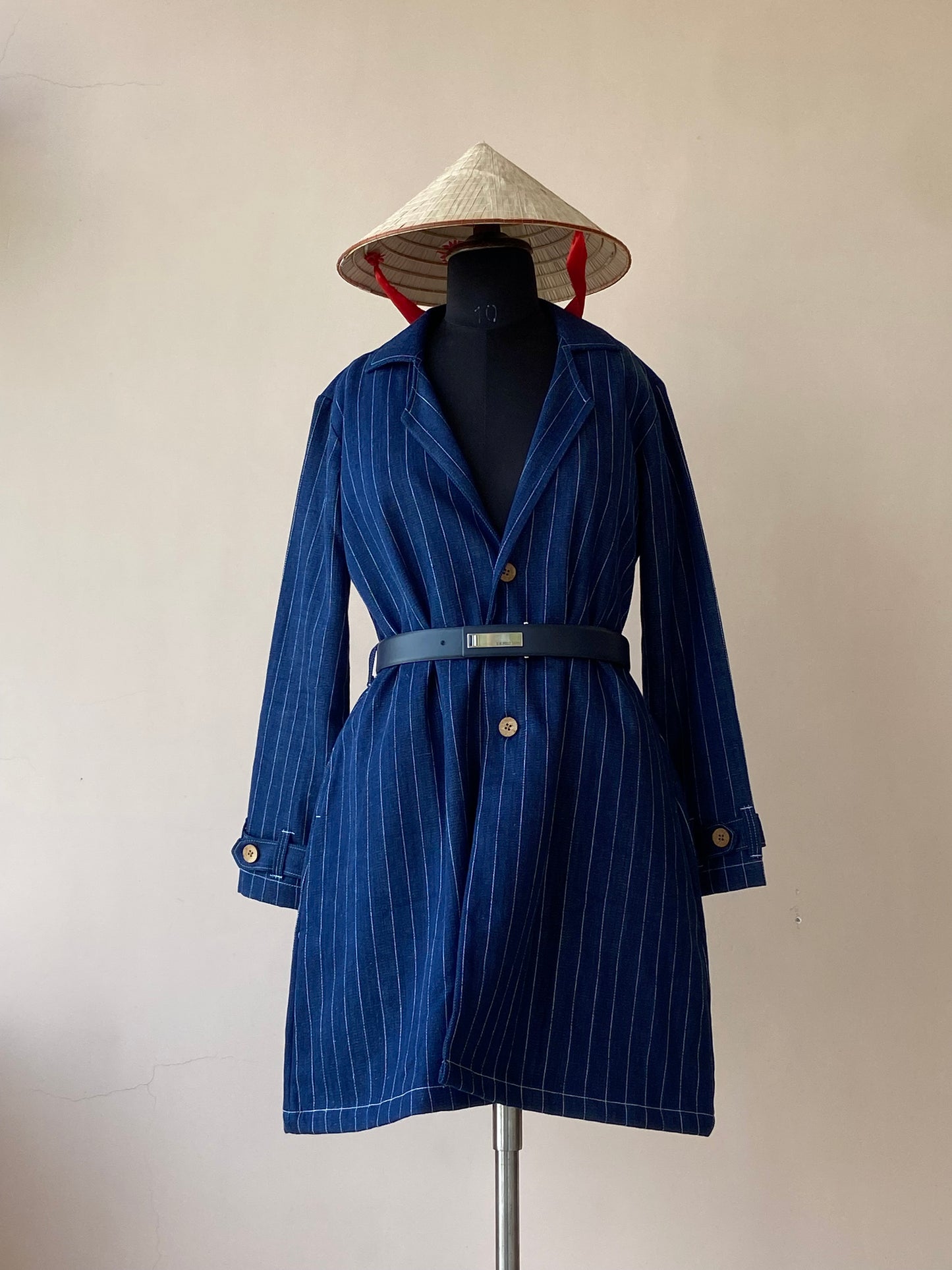 Handwoven Denim long trench
