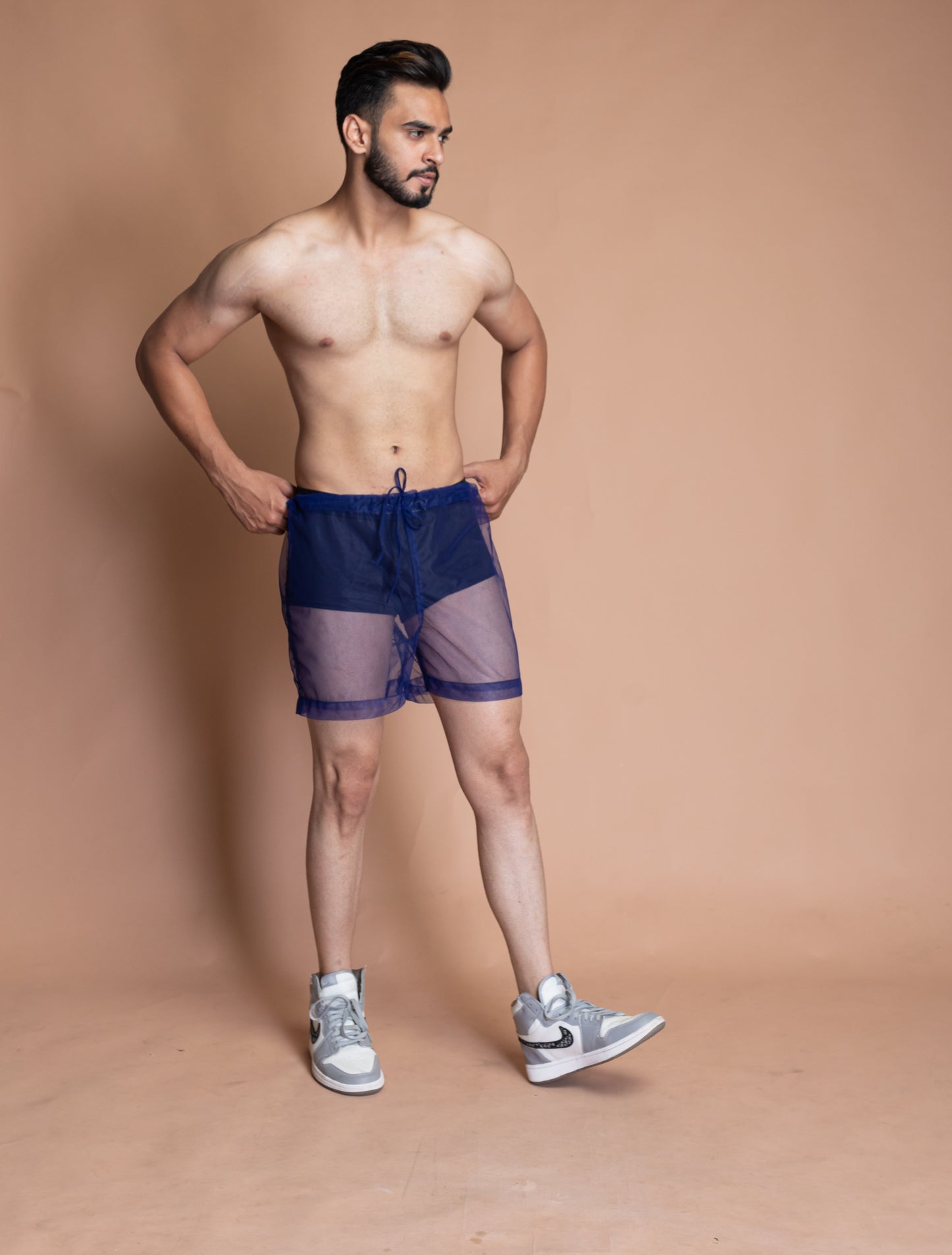 Blue see through shorts