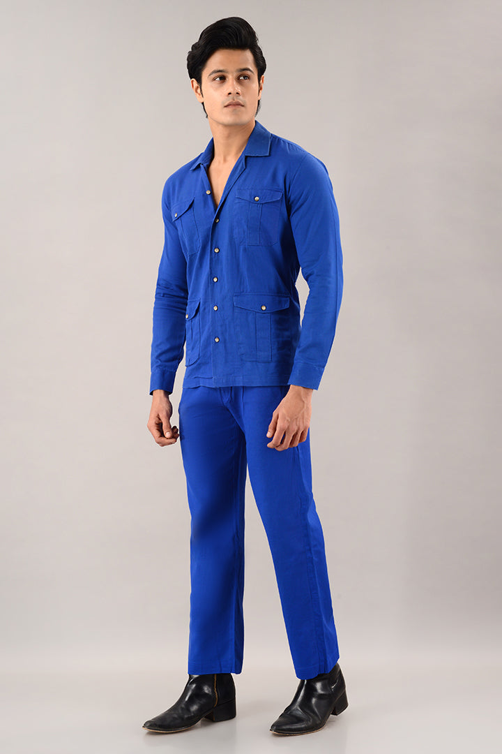 Blue over shirt (shacket) with pants
