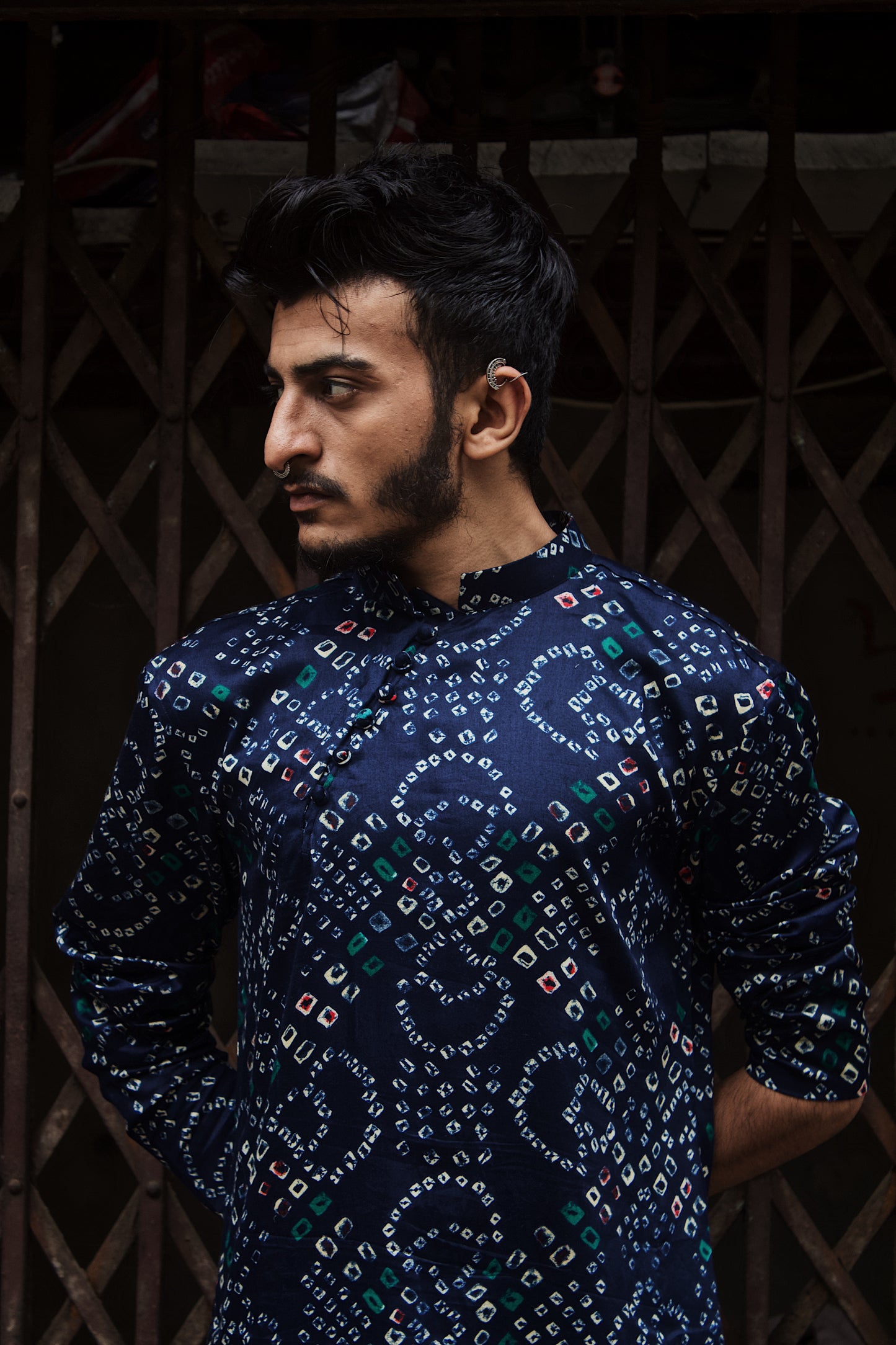Blue bandhani kurta