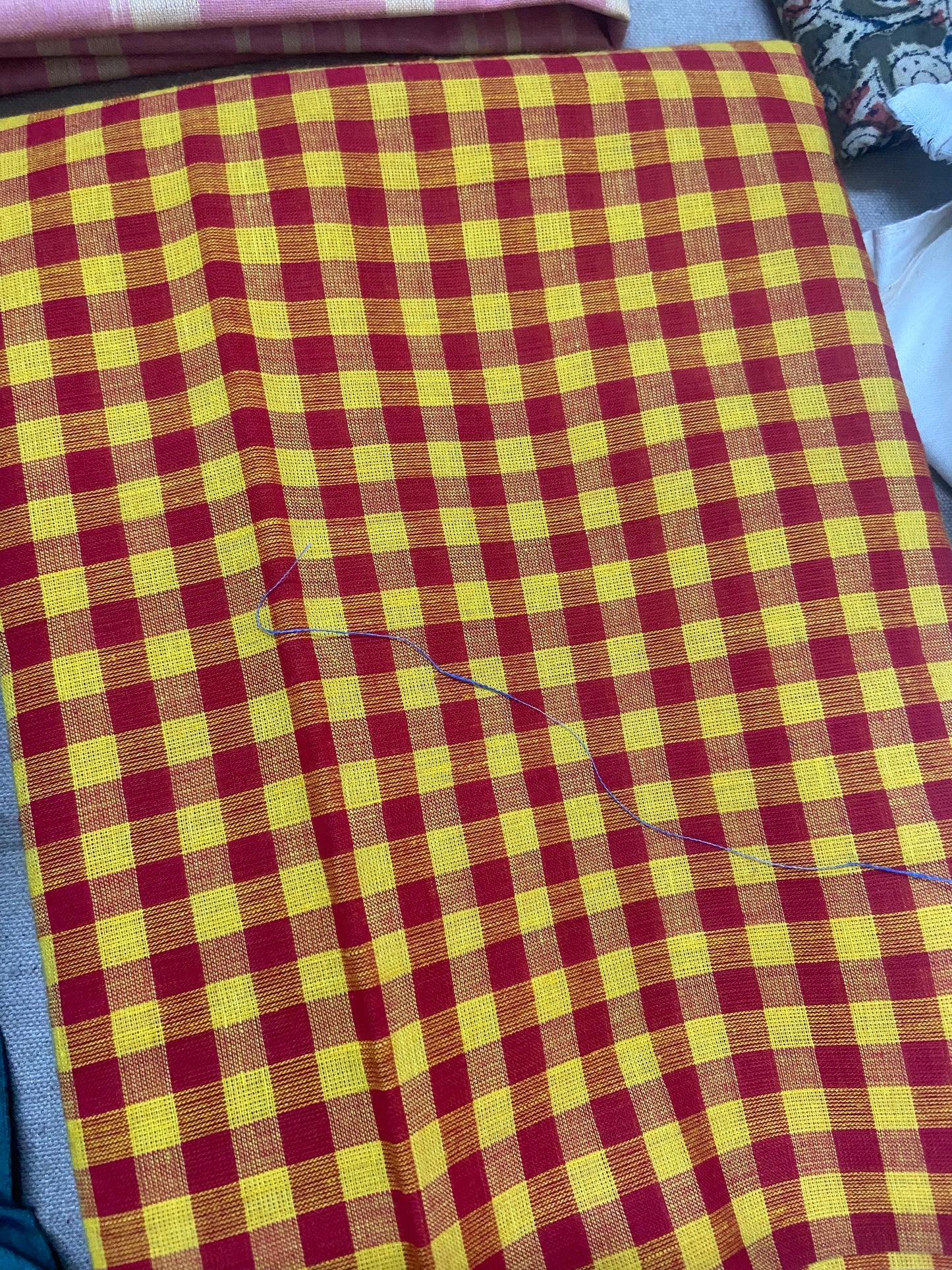 Red and yellow madras checks shirt