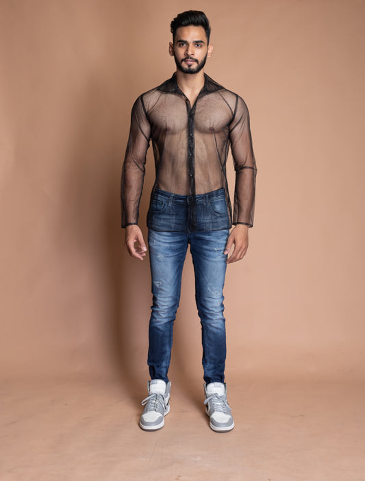 Black see through shirt (half sleeves)