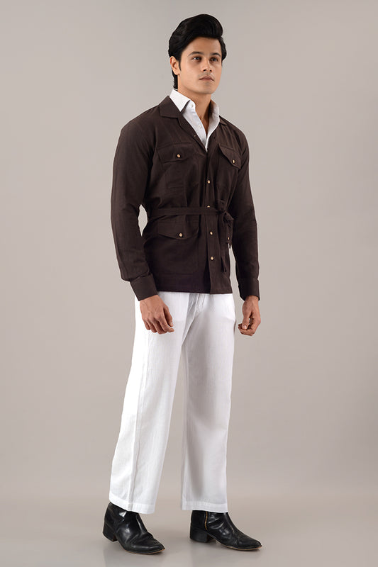 Brown line over shirt (shacket)