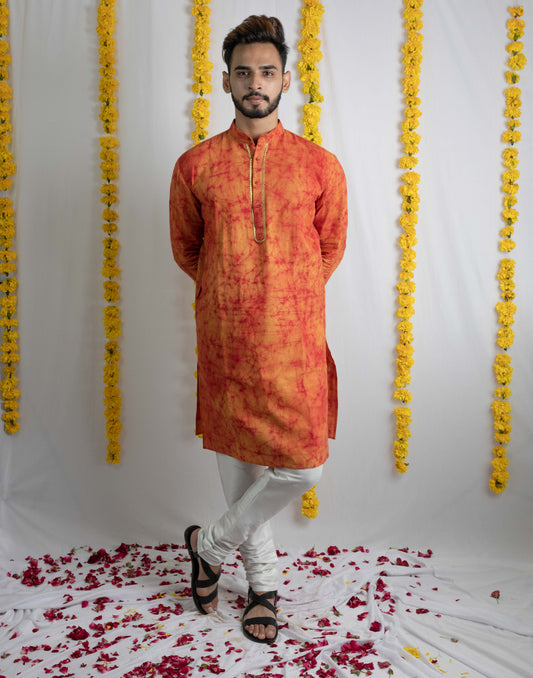 Orange tie dye kurta