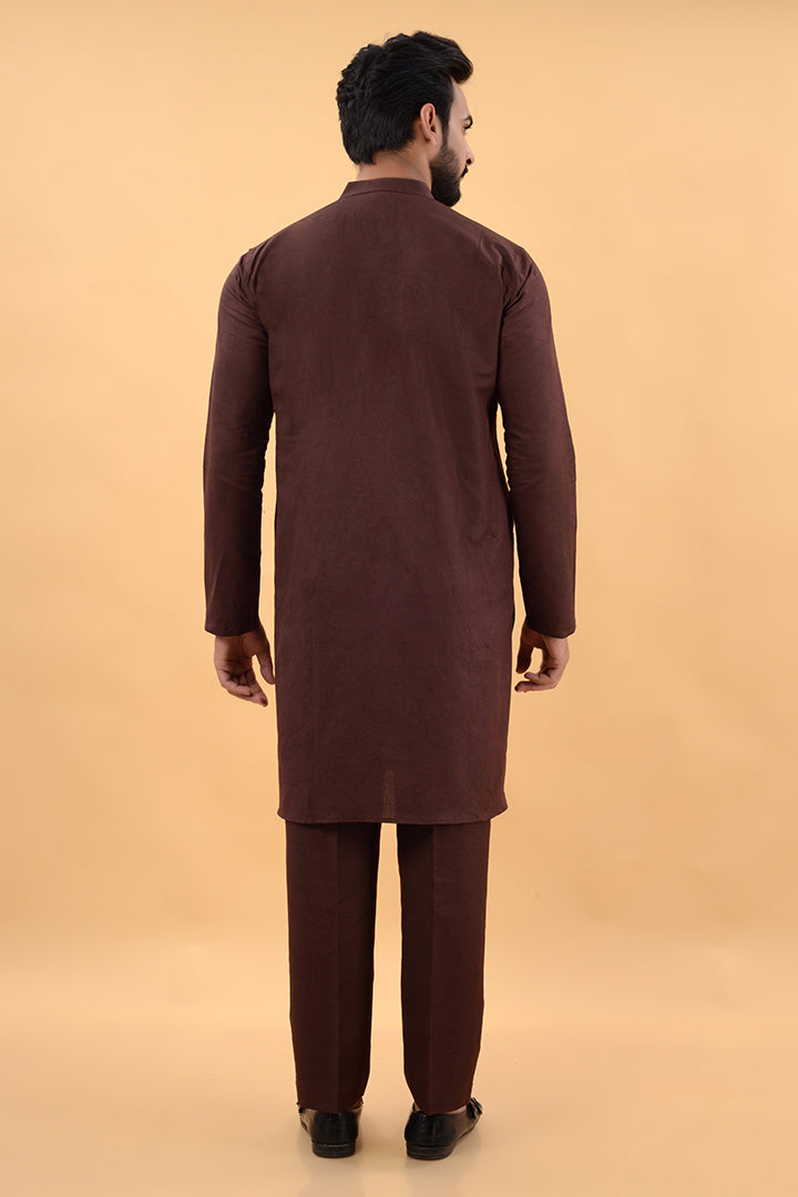 Brown cotton kurta set