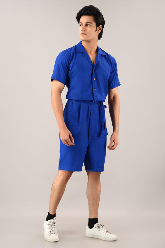 Blue linen jumpsuit