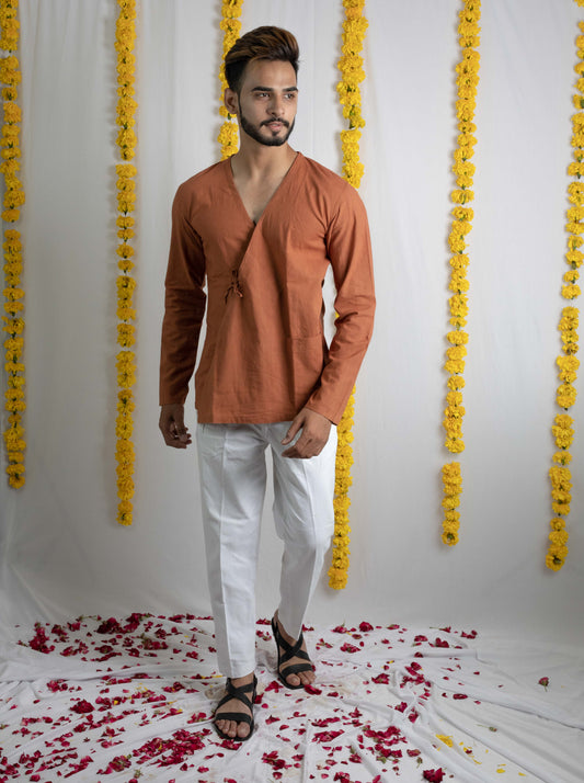 Brown side panel shirt