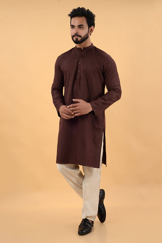 Brown handwoven kurta
