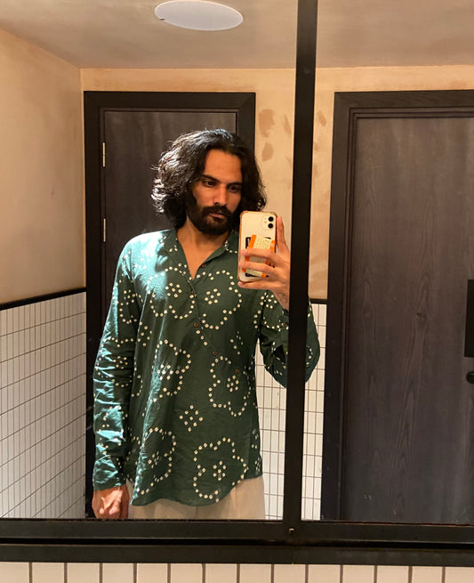 Green bandhani shirt