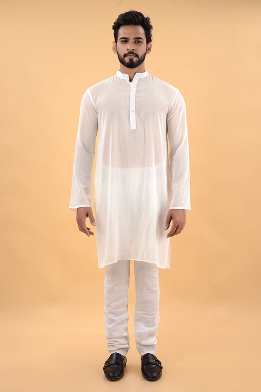 Off white pure mul kurta