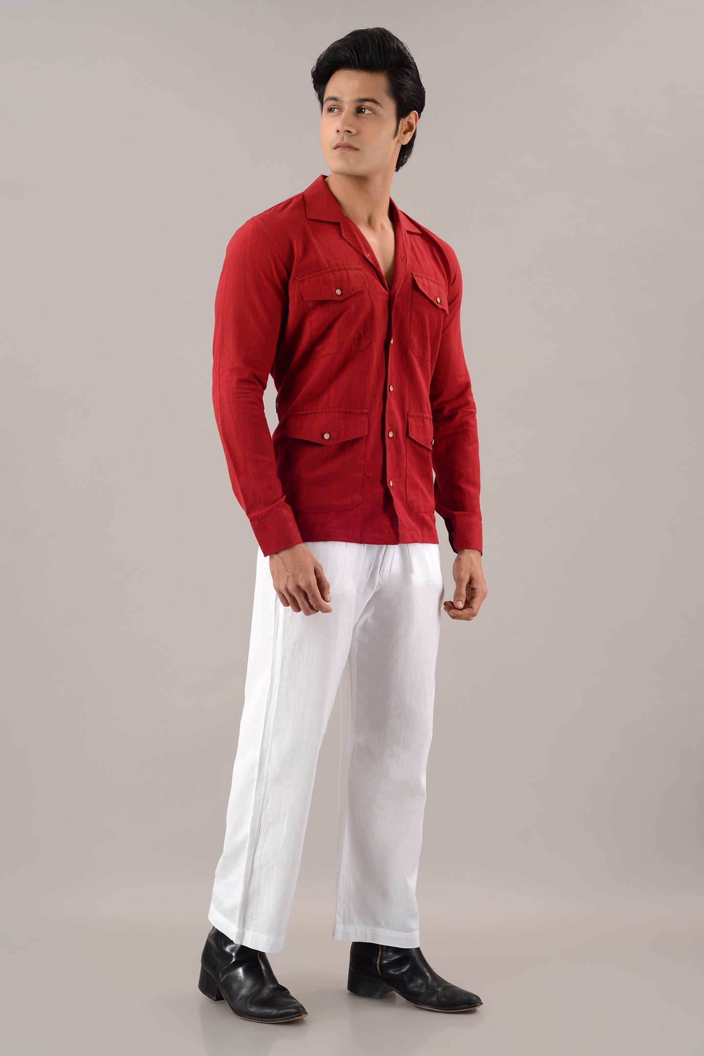 Rust red linen over shirt (shacket)