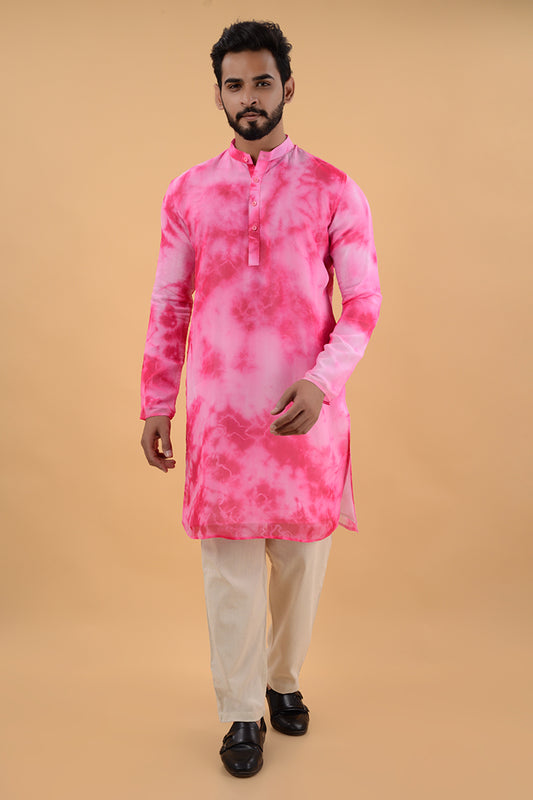 Pink tie dye kurta