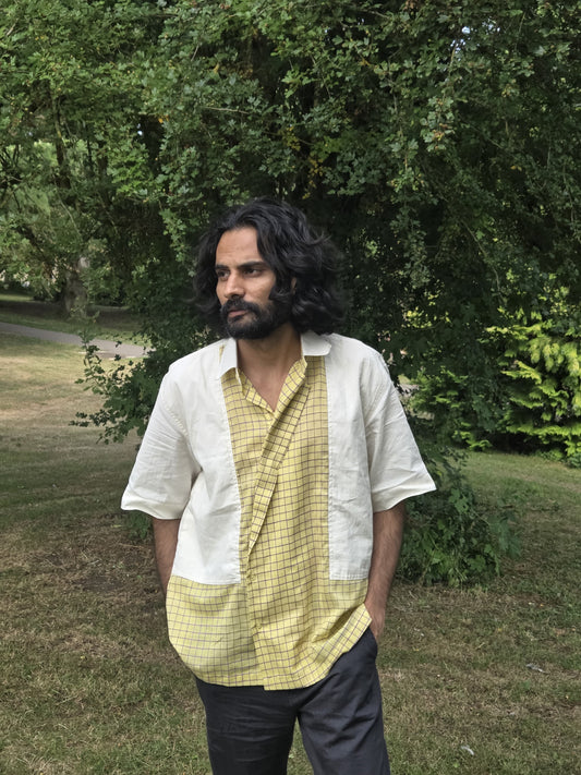 Yellow and white Madras checks shirt