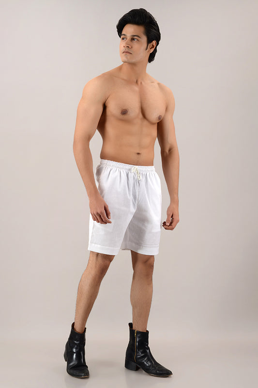 White linen shorts