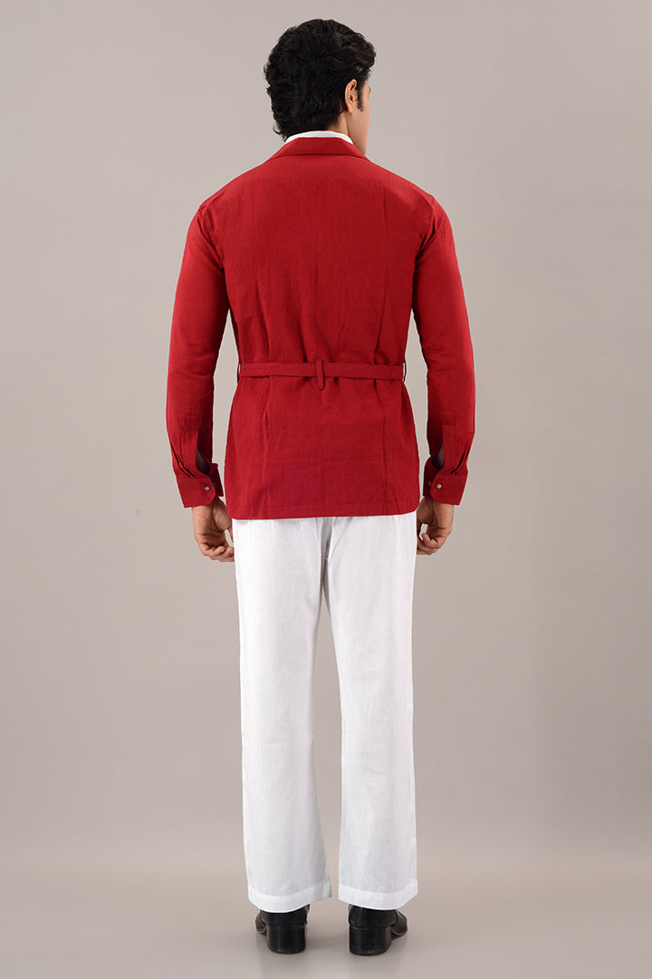 Rust red linen over shirt (shacket)