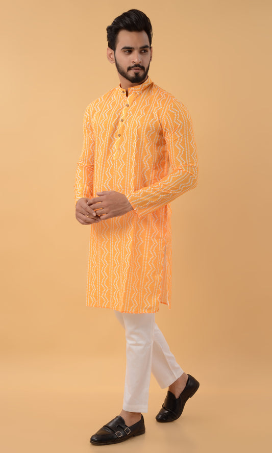 Yellow bandhani kurta