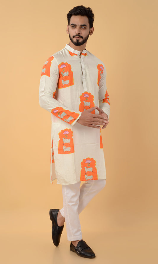 Off white Pichwai kurta