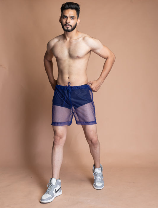 Blue see through shorts