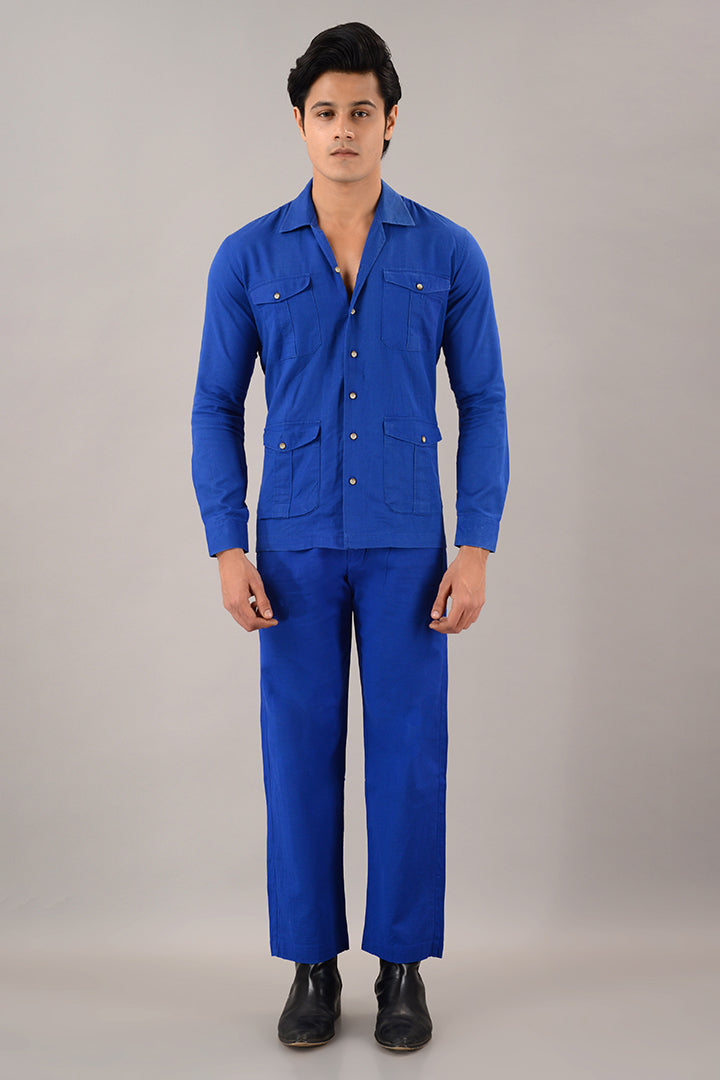 Blue over shirt (shacket) with pants