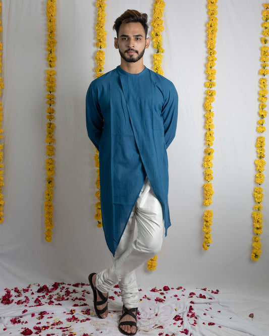 Blue panelled kurta