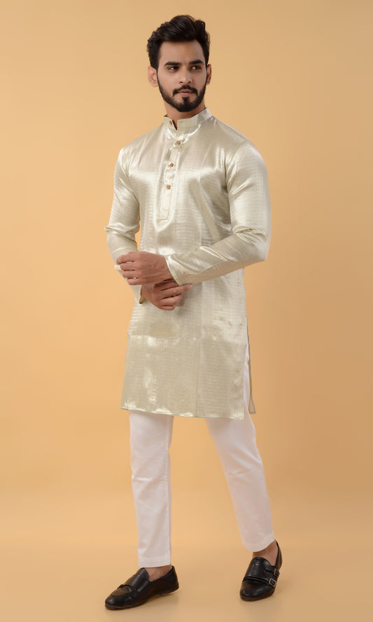 Silver herringbone kurta